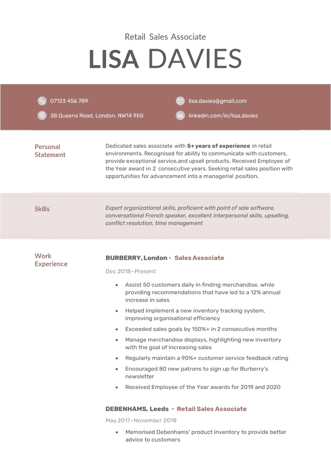 Maroon version of the Abertawe CV template