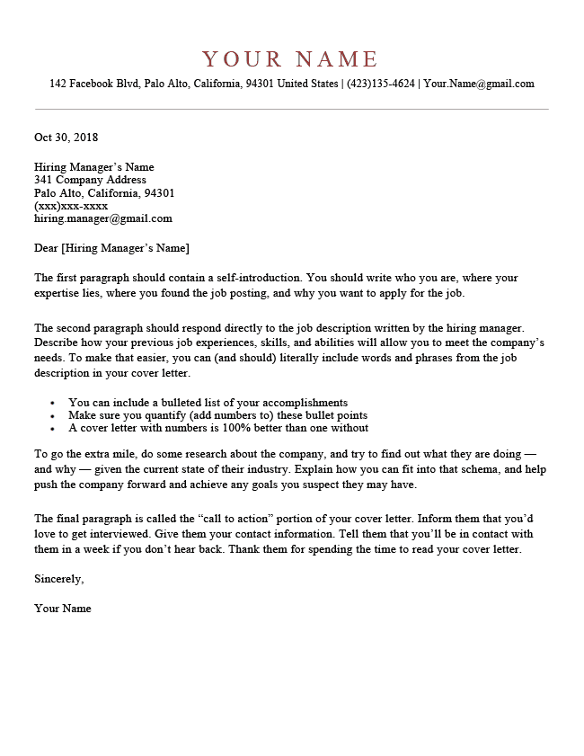 Elegant Cover Letter Template for CV Genius cover letter builder