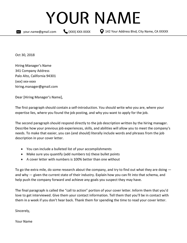 Minimalist Cover Letter Template for CV Genius cover letter builder