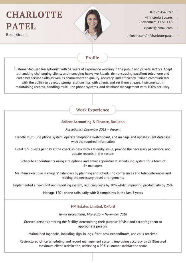 Brown version of the Pennines CV template