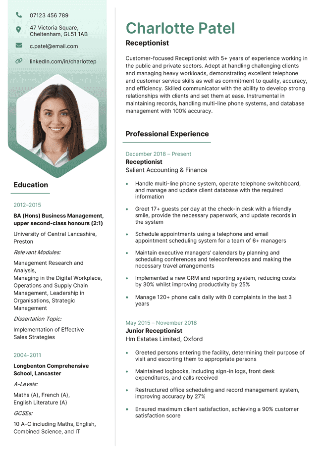 Green version of the Hebrides CV template