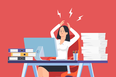 A cartoon image of a person angrily staring at their computer to illustrate the 'I hate my job' concept