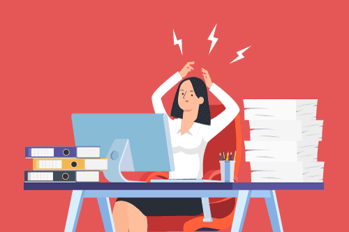 A cartoon image of a person angrily staring at their computer to illustrate the 'I hate my job' concept