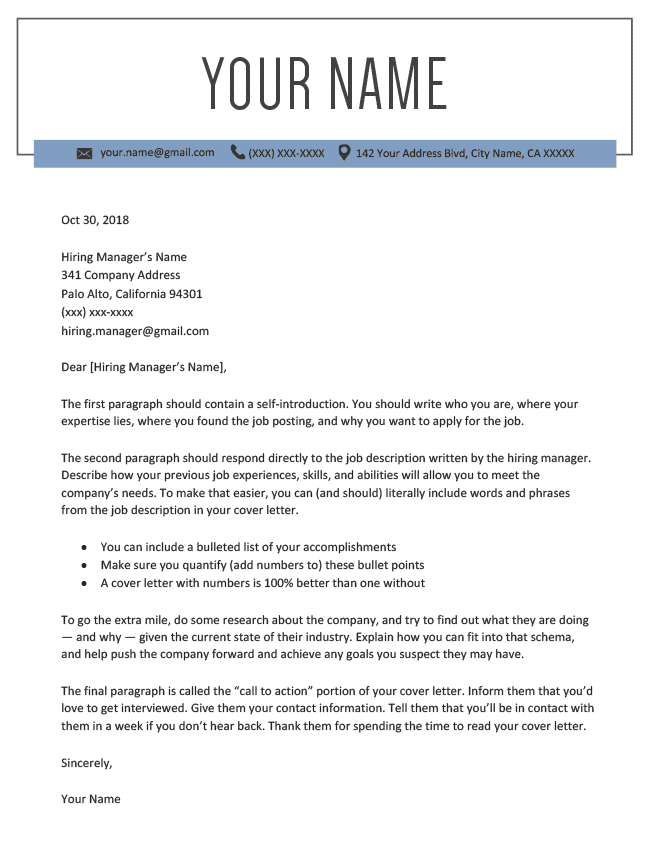 Windsor Cover Letter Template for CV Genius cover letter builder