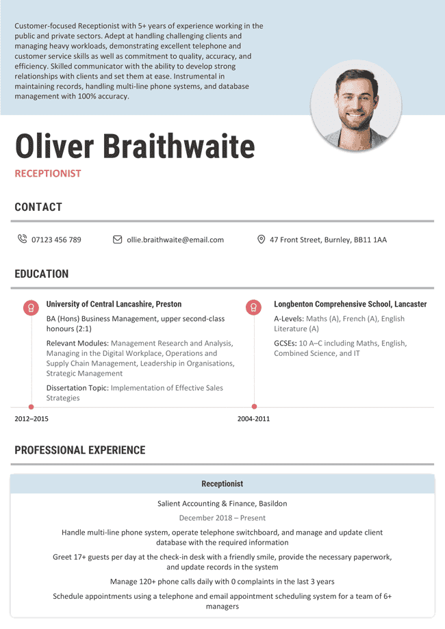 The Lagan Photo CV Template Blue
