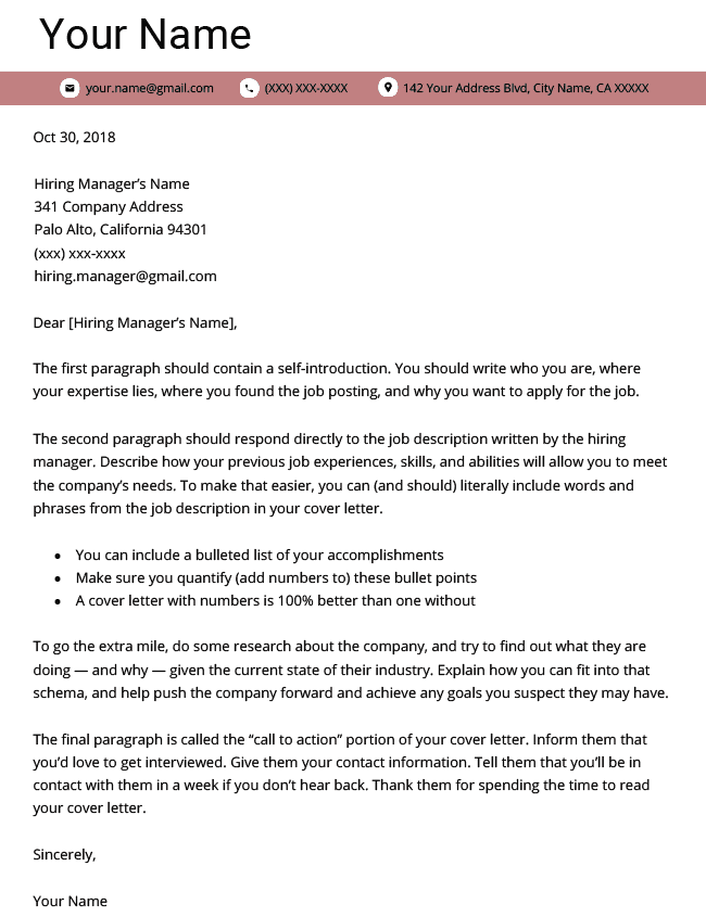 Advanced Cover Letter Template for CV Genius cover letter builder