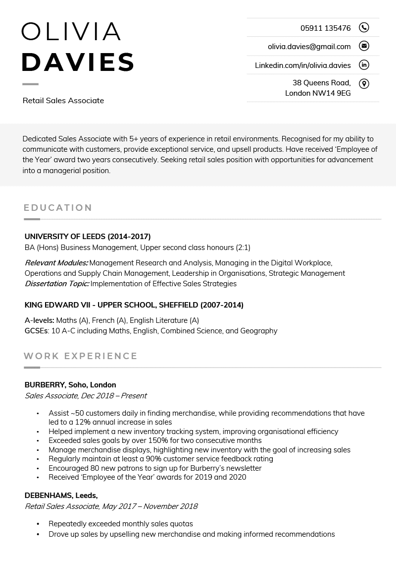 The "Austere" CV Template