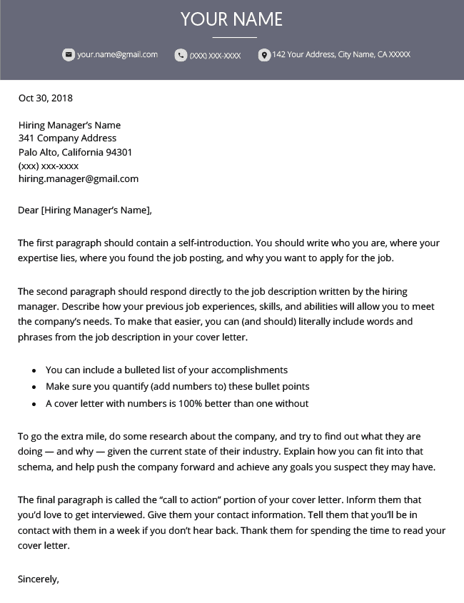 Corporate Cover Letter Template for CV Genius cover letter builder