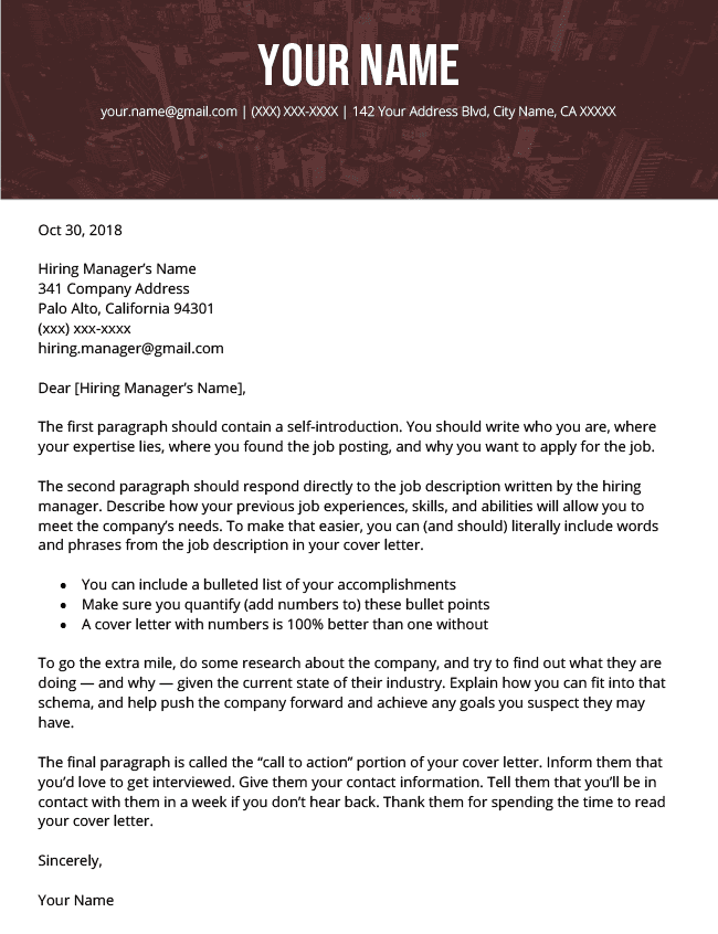 Majestic Cover Letter Template for CV Genius cover letter builder