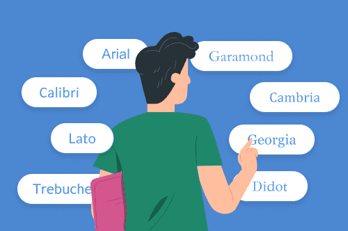 A job applicant choosing between the best fonts for a CV