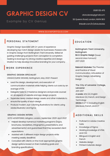 An example of a graphic designer CV