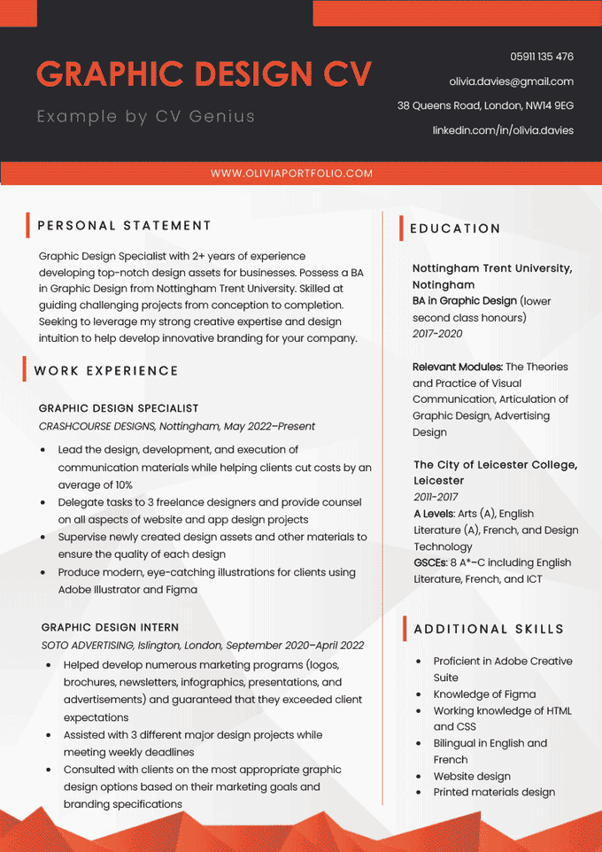 An example of a graphic designer CV