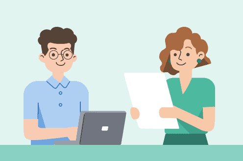 A job hunter gets help with their CV from a professional.