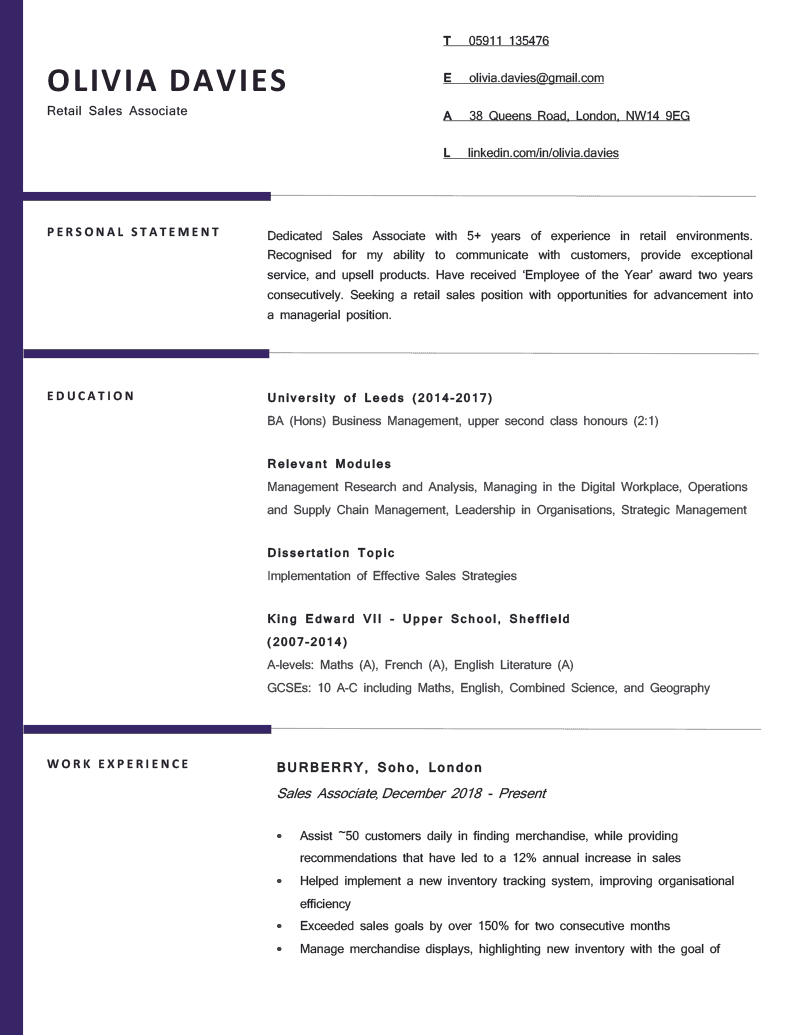 The Berkshire CV Template in purple