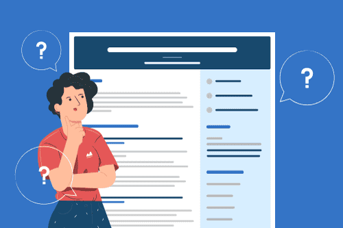 An image of a resume with a cartoon character looking on in wonder to illustrate the 'what is a resume?' concept
